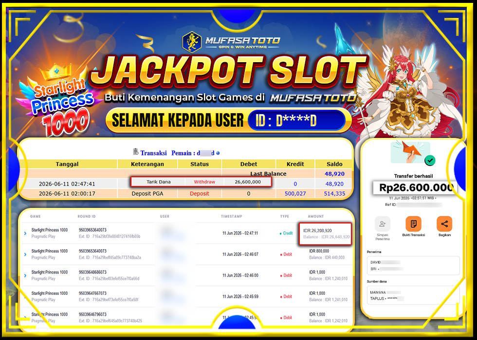 MUFASATOTO JACKPOT PRAGMATICPLAY Rp.26.600.000|LUNAS